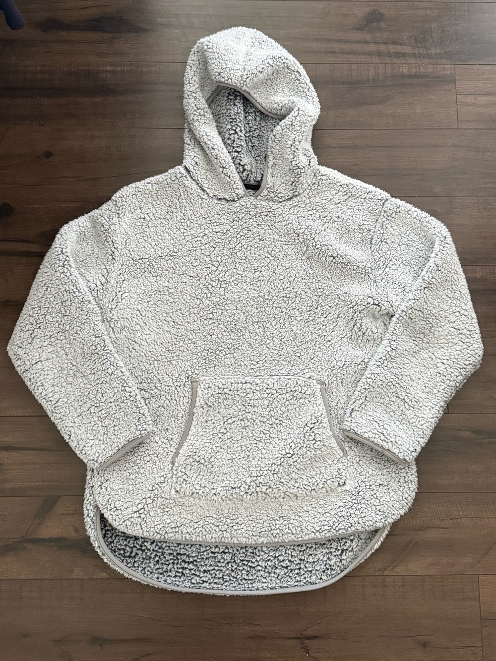 Sherpa Fleece Hoodie Women’s M Gray Cozy Loungewear Pullover